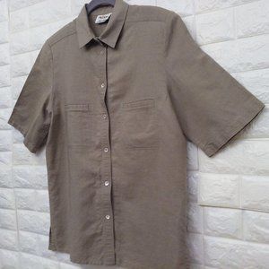 Vintage 90s Oleg Cassini Blouse Linen Sz-14 SSL